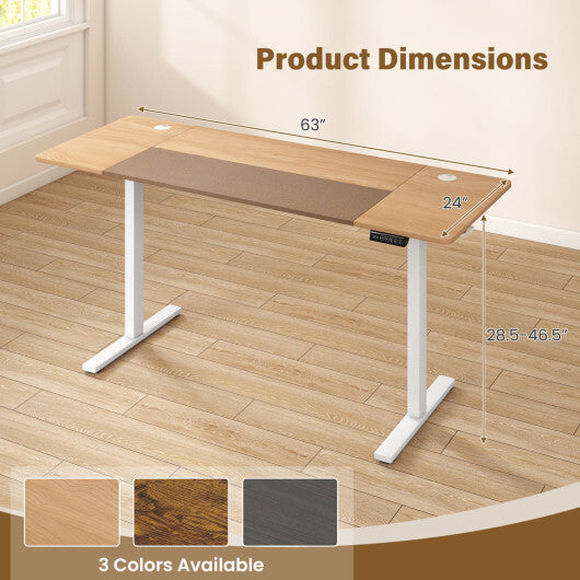63 x 24 Inch Height Adjustable Sit Stand Computer Desk with 3 Memory Presets-Rustic Brown LuxuryLifeWay Online Store