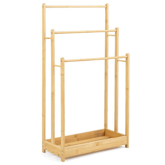 3 Tier Free Standing Bamboo Towel Rack with Storage Shelf-Natural LuxuryLifeWay Online Store