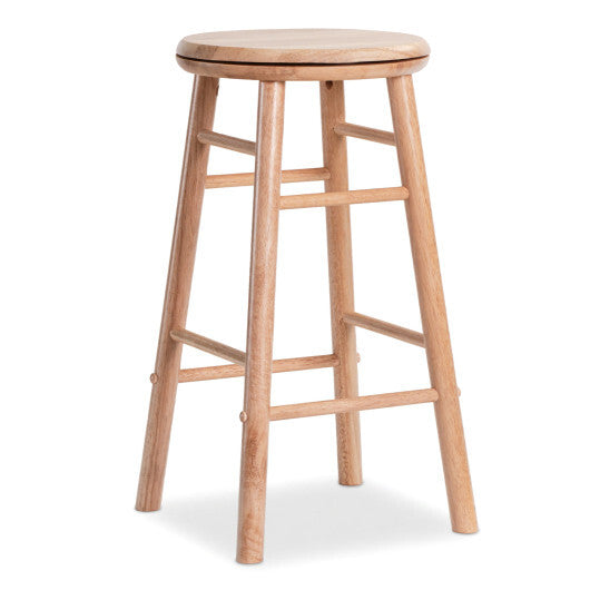 24" Swivel Bar Stools Set of 2 with Footrests & Crossbars-Natural LuxuryLifeWay Online Store