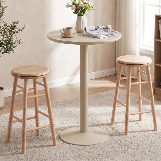 24" Swivel Bar Stools Set of 2 with Footrests & Crossbars-Natural LuxuryLifeWay Online Store