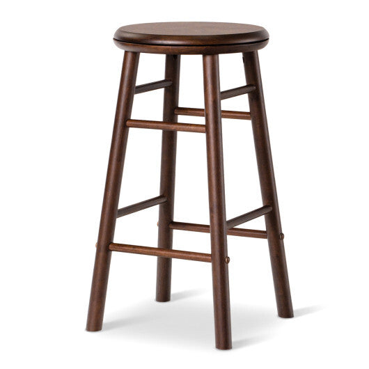 24" Swivel Bar Stools Set of 2 with Footrests & Crossbars-Natural LuxuryLifeWay Online Store