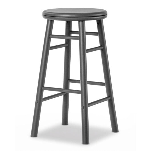 24" Swivel Bar Stools Set of 2 with Footrests & Crossbars-Natural LuxuryLifeWay Online Store