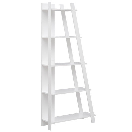 5-Tier Modern Bookshelf Narrow Vertical Display Shelf for Small Space-White LuxuryLifeWay Online Store