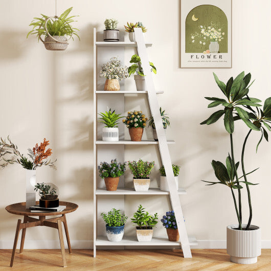 5-Tier Modern Bookshelf Narrow Vertical Display Shelf for Small Space-White LuxuryLifeWay Online Store