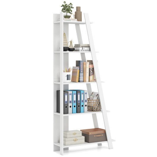 5-Tier Modern Bookshelf Narrow Vertical Display Shelf for Small Space-White LuxuryLifeWay Online Store