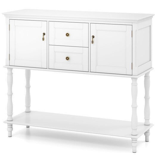 Console Table with 2 Drawers and 2 Door Cabinets and Bottom Storage Shelf-Blue LuxuryLifeWay Online Store