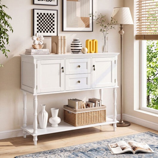 Console Table with 2 Drawers and 2 Door Cabinets and Bottom Storage Shelf-Blue LuxuryLifeWay Online Store