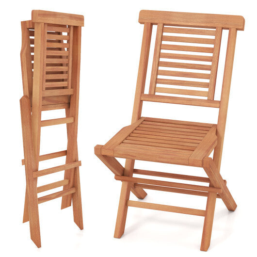 Teak Wood Folding Patio Chairs Set of 2 with X-Support & High Backrest for Backyard LuxuryLifeWay Online Store