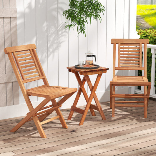Teak Wood Folding Patio Chairs Set of 2 with X-Support & High Backrest for Backyard LuxuryLifeWay Online Store