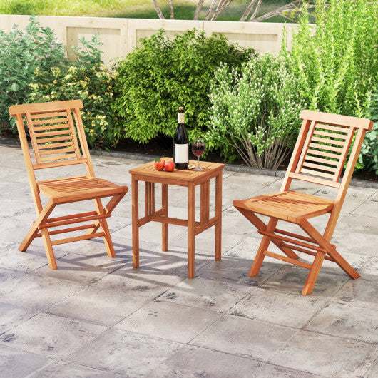 Teak Wood Folding Patio Chairs Set of 2 with X-Support & High Backrest for Backyard LuxuryLifeWay Online Store