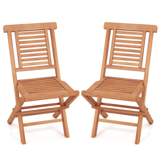 Teak Wood Folding Patio Chairs Set of 2 with X-Support & High Backrest for Backyard LuxuryLifeWay Online Store