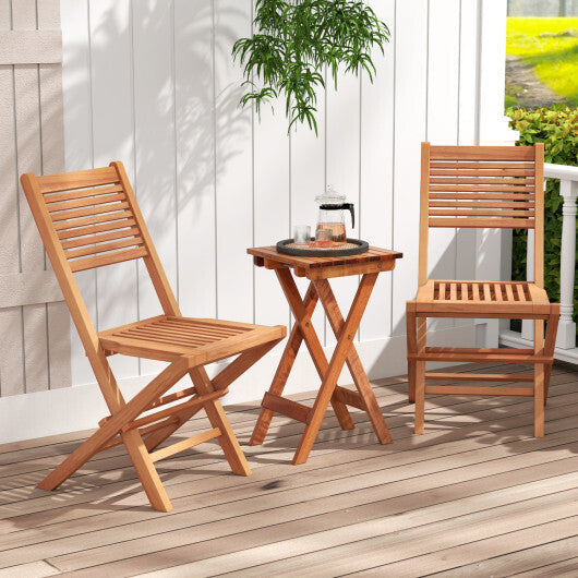 Teak Wood Folding Patio Chairs Set of 2 with Slatted Seat & Portable Design for Deck LuxuryLifeWay Online Store