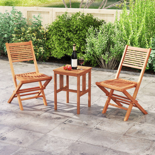 Teak Wood Folding Patio Chairs Set of 2 with Slatted Seat & Portable Design for Deck LuxuryLifeWay Online Store