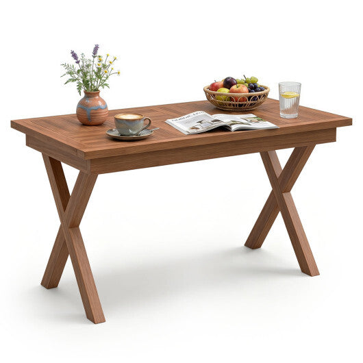 31.5" Outdoor Teak Wood Coffee Table with Slatted Tabletop for Patio LuxuryLifeWay Online Store
