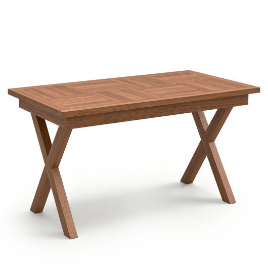 31.5" Outdoor Teak Wood Coffee Table with Slatted Tabletop for Patio LuxuryLifeWay Online Store
