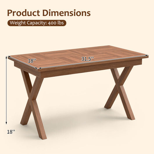 31.5" Outdoor Teak Wood Coffee Table with Slatted Tabletop for Patio LuxuryLifeWay Online Store