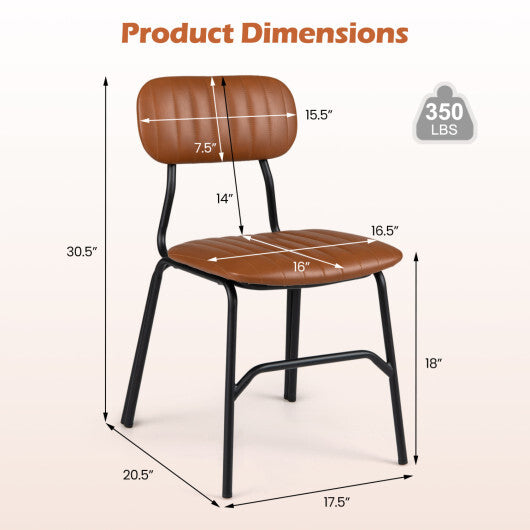 Set of 2 Modern Dining Chairs with Ergonomic Back Metal Legs Exquisite Rivet and Embellished Edges-Brown LuxuryLifeWay Online Store