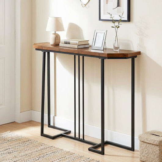 Modern Console Table Narrow Entryway Table with Metal Legs-Rustic Brown LuxuryLifeWay Online Store