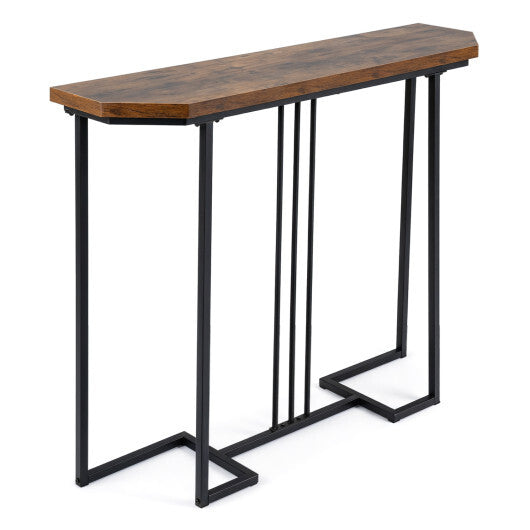 Modern Console Table Narrow Entryway Table with Metal Legs-Rustic Brown LuxuryLifeWay Online Store