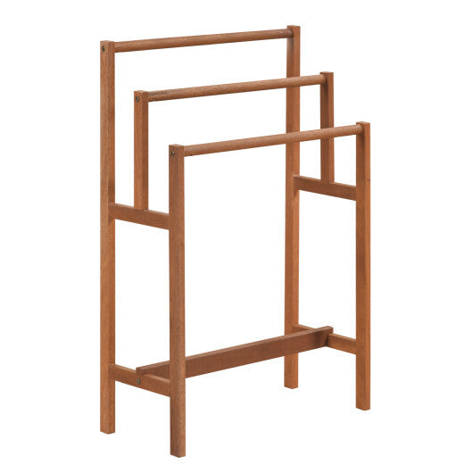 Solid Wood 3-Tier Freestanding Towel Rack with Teak Oil Finish LuxuryLifeWay Online Store