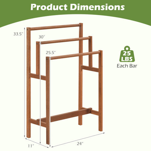 Solid Wood 3-Tier Freestanding Towel Rack with Teak Oil Finish LuxuryLifeWay Online Store