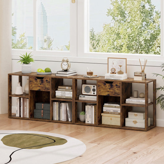 5-Cube Bookcase with Storage Drawer Freestanding Bookshelf Modern Display Rack-Rustic Brown LuxuryLifeWay Online Store
