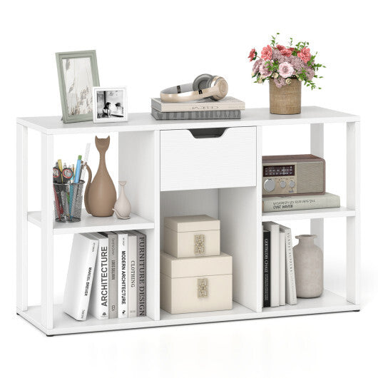 5-Cube Bookcase with Storage Drawer Freestanding Bookshelf Modern Display Rack-Rustic Brown LuxuryLifeWay Online Store