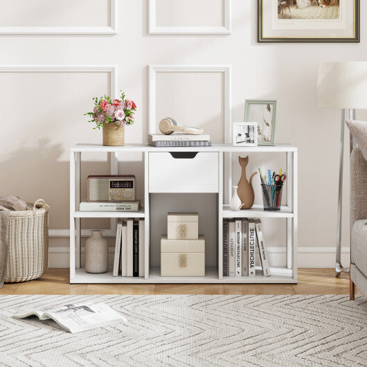 5-Cube Bookcase with Storage Drawer Freestanding Bookshelf Modern Display Rack-Rustic Brown LuxuryLifeWay Online Store