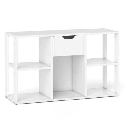 5-Cube Bookcase with Storage Drawer Freestanding Bookshelf Modern Display Rack-Rustic Brown LuxuryLifeWay Online Store