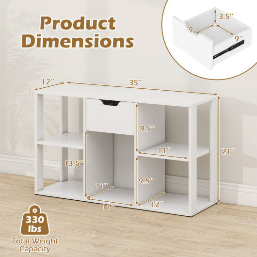 5-Cube Bookcase with Storage Drawer Freestanding Bookshelf Modern Display Rack-Rustic Brown LuxuryLifeWay Online Store