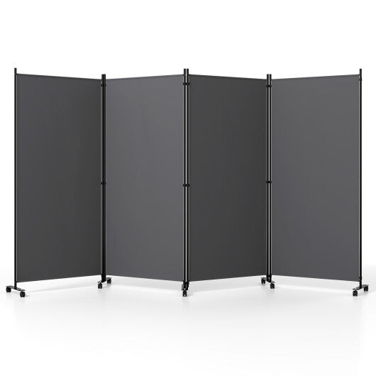 4 Panel Folding Privacy Screen Room Divider with Wheels-White LuxuryLifeWay Online Store