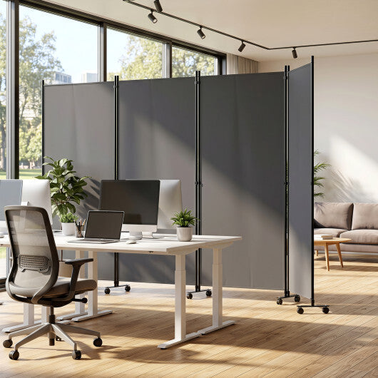 4 Panel Folding Privacy Screen Room Divider with Wheels-White LuxuryLifeWay Online Store