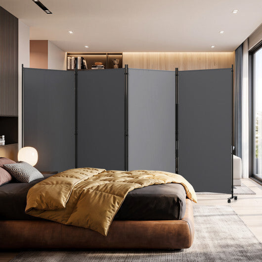 4 Panel Folding Privacy Screen Room Divider with Wheels-White LuxuryLifeWay Online Store