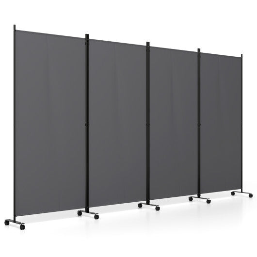 4 Panel Folding Privacy Screen Room Divider with Wheels-White LuxuryLifeWay Online Store