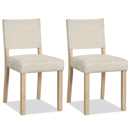 Upholstered Dining Chairs with Solid Rubber Wood Legs Set of 2-Beige LuxuryLifeWay Online Store