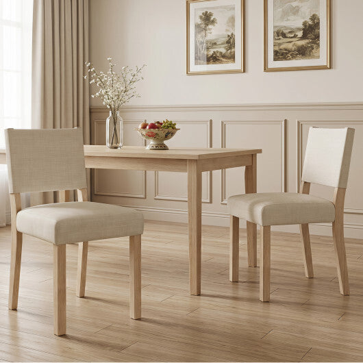 Upholstered Dining Chairs with Solid Rubber Wood Legs Set of 2-Beige LuxuryLifeWay Online Store