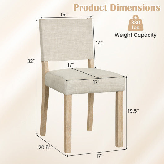 Upholstered Dining Chairs with Solid Rubber Wood Legs Set of 2-Beige LuxuryLifeWay Online Store