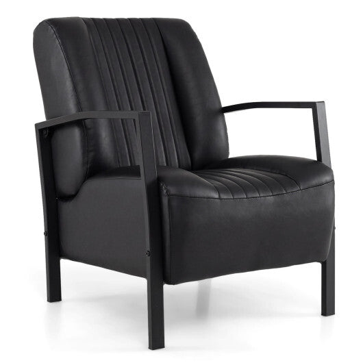 PU Leather Upholstered Armchair with Padded Seat and Back Comfy Lounge Reading Chair-Black LuxuryLifeWay Online Store