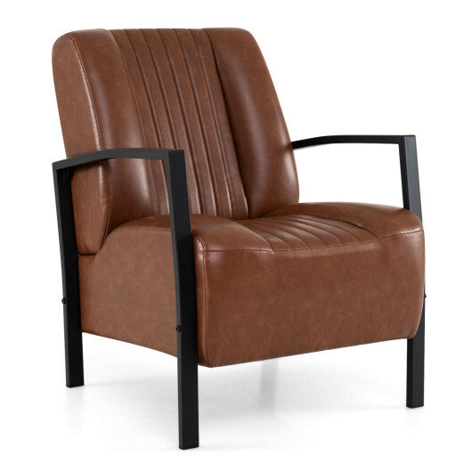 PU Leather Upholstered Armchair with Padded Seat and Back Comfy Lounge Reading Chair-Black LuxuryLifeWay Online Store