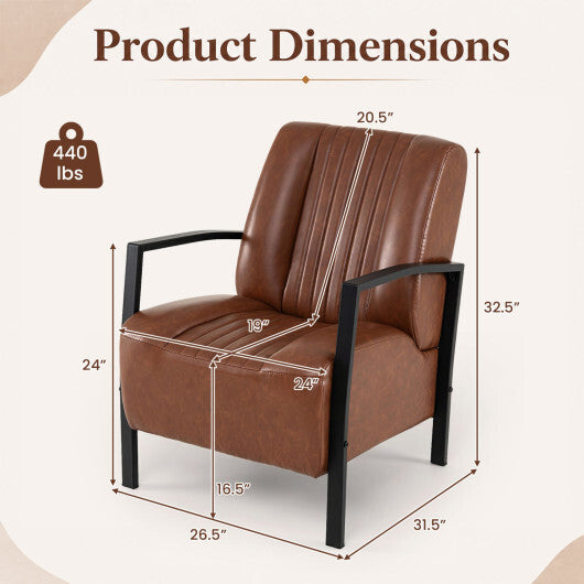 PU Leather Upholstered Armchair with Padded Seat and Back Comfy Lounge Reading Chair-Black LuxuryLifeWay Online Store