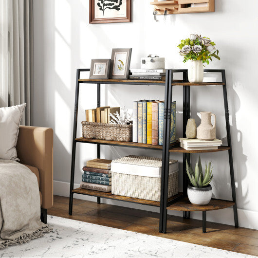 3-Tier Ladder Shelf and Corner Shelf Set with Metal Frame-Rusticbrown LuxuryLifeWay Online Store