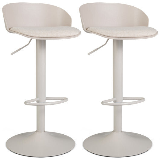 Set of 2 Adjustable Swivel Bar Stools w/ Back & Footrest 330 LBS for Dining-Cream LuxuryLifeWay Online Store