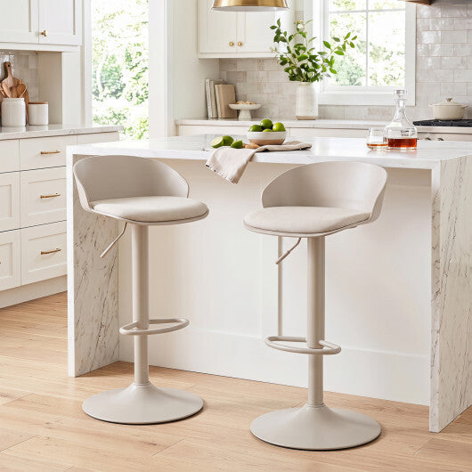 Set of 2 Adjustable Swivel Bar Stools w/ Back & Footrest 330 LBS for Dining-Cream LuxuryLifeWay Online Store
