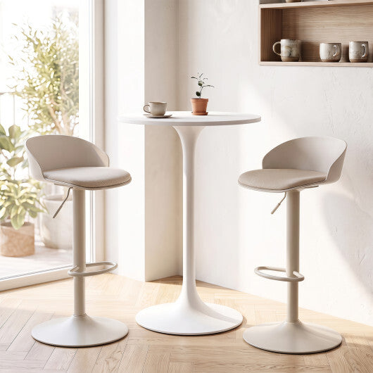 Set of 2 Adjustable Swivel Bar Stools w/ Back & Footrest 330 LBS for Dining-Cream LuxuryLifeWay Online Store