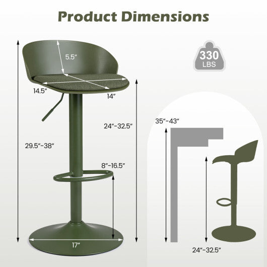 Set of 2 Adjustable Swivel Bar Stools w/ Back & Footrest 330 LBS for Dining-Cream LuxuryLifeWay Online Store