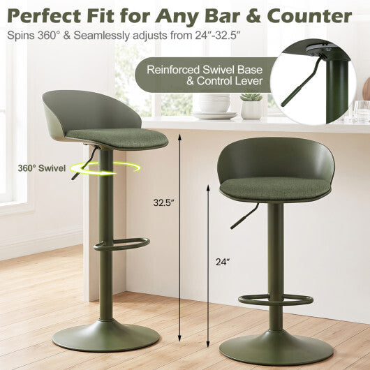 Set of 2 Adjustable Swivel Bar Stools w/ Back & Footrest 330 LBS for Dining-Cream LuxuryLifeWay Online Store