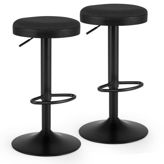 Set of 2 Kitchen Bar Stools with Height Adjustment Padded Seat and D-Shaped Footrest-Black LuxuryLifeWay Online Store