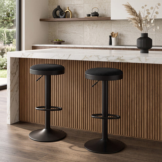 Set of 2 Kitchen Bar Stools with Height Adjustment Padded Seat and D-Shaped Footrest-Black LuxuryLifeWay Online Store