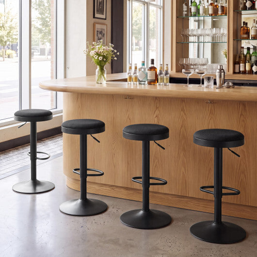 Set of 2 Kitchen Bar Stools with Height Adjustment Padded Seat and D-Shaped Footrest-Black LuxuryLifeWay Online Store