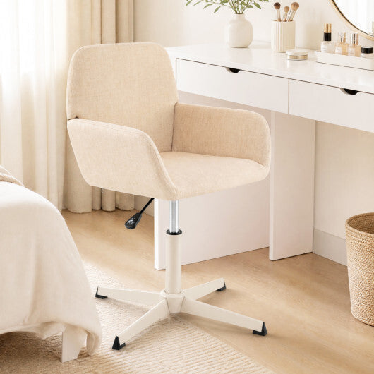 Vanity Chair with Back 360 Swivel Armchair w/ Adjustable Height for Home Office-Beige LuxuryLifeWay Online Store